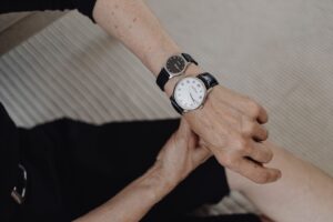 Close-up of a wristwatch on an arm